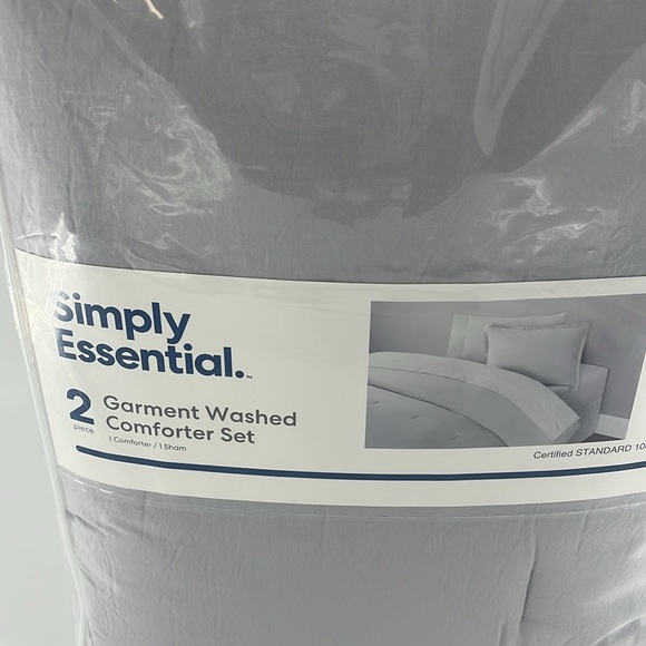 SIMPLY ESSENTIAL Garment Washed Comforter Set Twin XL Microchip Grey - Picture 3 of 12